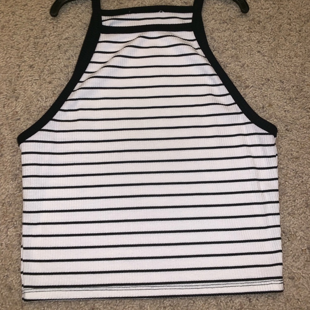 Black and White Striped Forever 21 tank top